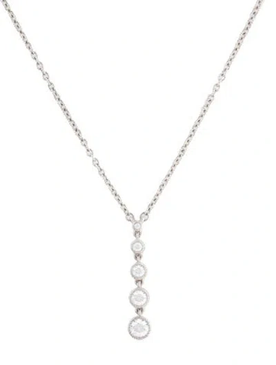 Pre-owned Judith Ripka Cubic Zirconia Lavalier Necklace, 20" In Transparent