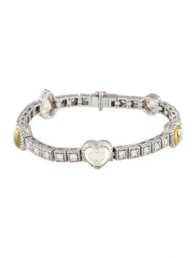 Pre-owned Judith Ripka Cubic Zirconia Link Bracelet, 6.5" In Multi