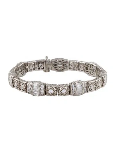 Pre-owned Judith Ripka Cubic Zirconia Link Bracelet, 6.5" In Multi
