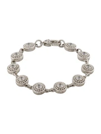 Pre-owned Judith Ripka Cubic Zirconia Link Bracelet, 6.5" In Transparent