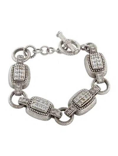Pre-owned Judith Ripka Cubic Zirconia Link Bracelet, 8" In Multi