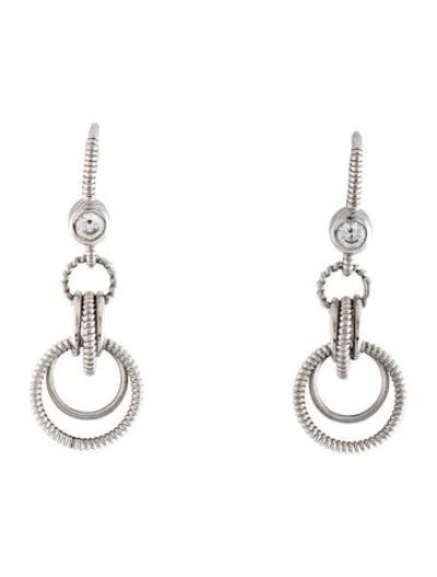 Pre-owned Judith Ripka Cubic Zirconia Link Drop Earrings In Clear