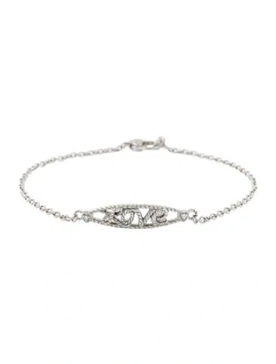 Pre-owned Judith Ripka Cubic Zirconia 'love' Anklet In Transparent