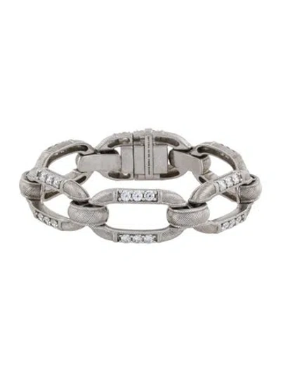 Pre-owned Judith Ripka Cubic Zirconia Oval Link Bracelet, 6.5" In Multi