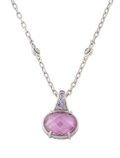 Pre-owned Judith Ripka Cubic Zirconia Oval Pendant Necklace, 18" In Multi