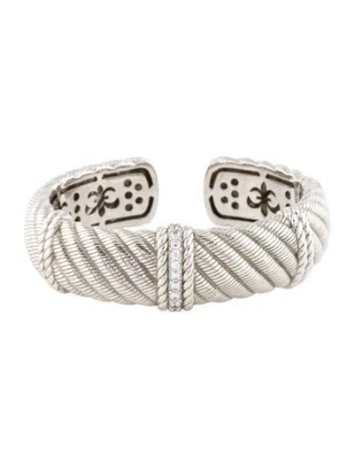 Pre-owned Judith Ripka Cubic Zirconia Pia Hinged Cuff Bracelet, 6" In Multicolor