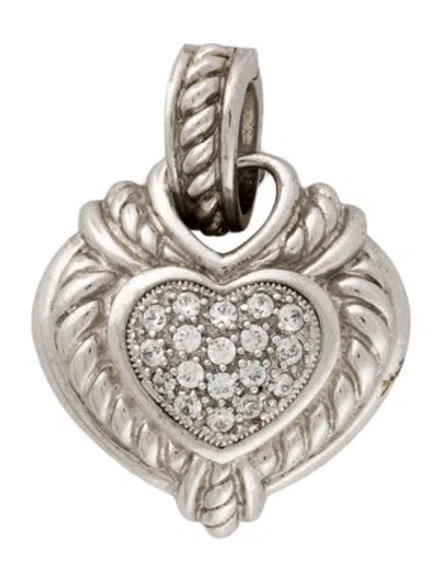 Pre-owned Judith Ripka Cubic Zirconia Puffed Heart Pendant In Multicolor