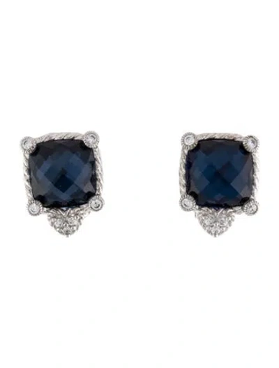 Pre-owned Judith Ripka Cubic Zirconia, Quartz & Hematite Doublet Clip On Earrings In Multi
