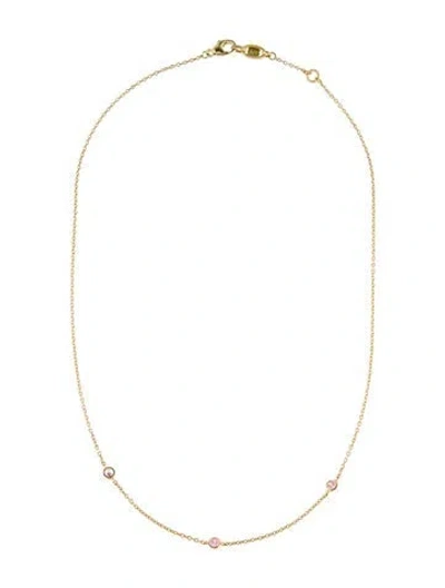 Pre-owned Judith Ripka Cubic Zirconia Station Necklace, 18" In Pink