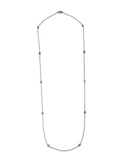 Pre-owned Judith Ripka Cubic Zirconia Station Necklace, 36" In Transparent