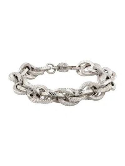 Pre-owned Judith Ripka Cubic Zirconia Textured Link Bracelet, 8" In Multicolor