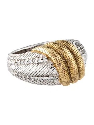 Pre-owned Judith Ripka Cubic Zirconia Twist Ring In Multi