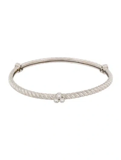 Pre-owned Judith Ripka Cubic Zirconia Twisted Bangle Bracelet, 7.5" In Multicolor