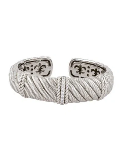 Pre-owned Judith Ripka Cubic Zirconia Wide Rope Cuff Bracelet, 7" In Multi