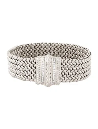 Pre-owned Judith Ripka Cubic Zirconia Woven Link Bracelet, 7" In Multicolor