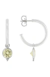 Judith Ripka Cz Dangle Hoop Earrings In Silver/ Yellow