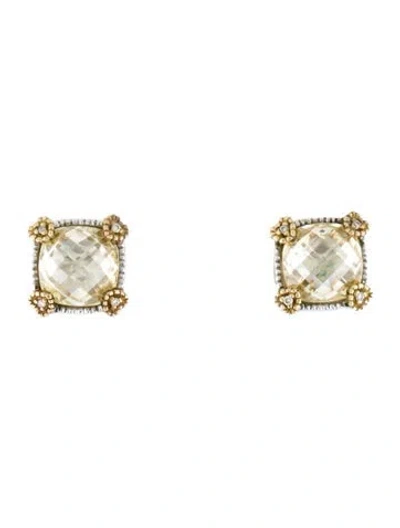 Pre-owned Judith Ripka Diamond & Cubic Zirconia Stud Earrings In Multi