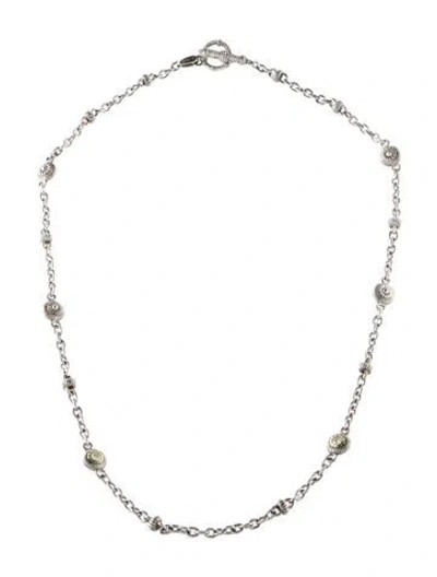 Pre-owned Judith Ripka Diamond & Quartz Station Necklace, 17.25" In Multi