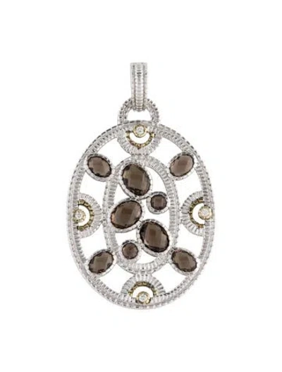 Pre-owned Judith Ripka Diamond & Smokey Quartz Pendant In Multi
