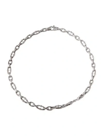 Pre-owned Judith Ripka Diamond Chain Link Necklace, 17.25" In Multicolor