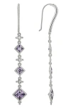 Judith Ripka Diamond Cut Cz Drop Earrings In Purple/silver