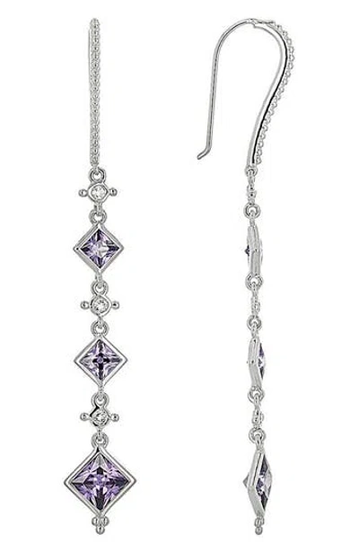 Judith Ripka Diamond Cut Cz Drop Earrings In Purple/silver