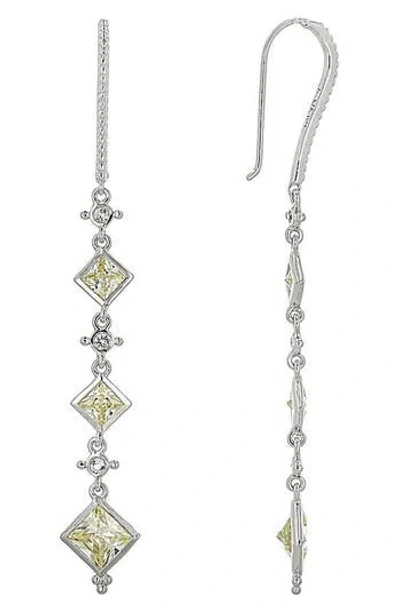 Judith Ripka Diamond Cut Cz Drop Earrings In Yellow/silver