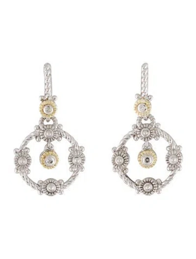 Pre-owned Judith Ripka Diamond Drop Earrings In Multi