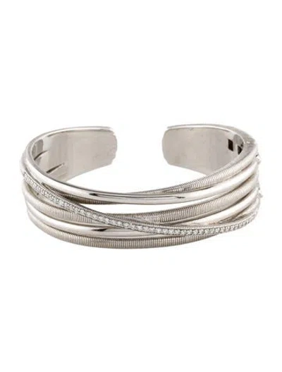 Pre-owned Judith Ripka Diamond Eternity Highway Cuff Bracelet, 6" In Multicolor