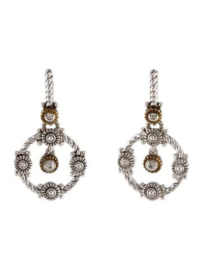 Pre-owned Judith Ripka Diamond Garland Drop Earrings In Multi