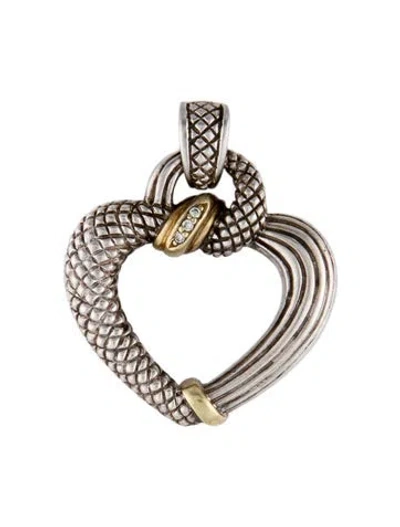 Pre-owned Judith Ripka Diamond Heart Pendant In Multicolor