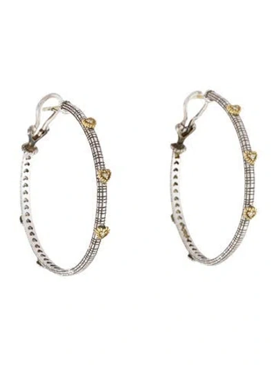 Pre-owned Judith Ripka Diamond Hoop Earrings In Multi