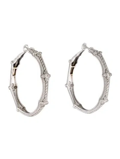 Pre-owned Judith Ripka Diamond Hoop Earrings In Multicolor