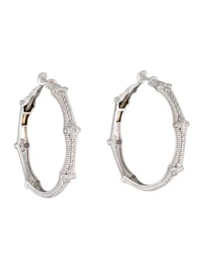 Pre-owned Judith Ripka Diamond Hoop Earrings In Multicolor
