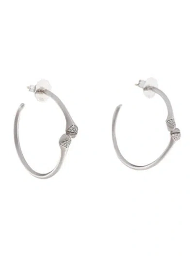 Pre-owned Judith Ripka Diamond 'iris' Hoop Earrings In Multi