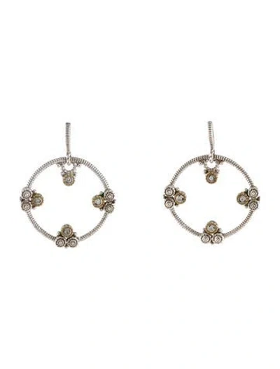 Pre-owned Judith Ripka Diamond Ornate Circle Drop Earrings In Multi
