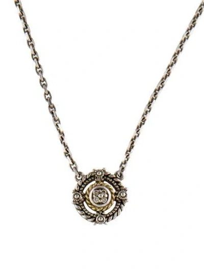 Pre-owned Judith Ripka Diamond Pendant Necklace, 17" In Multi