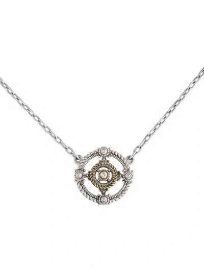 Pre-owned Judith Ripka Diamond Pendant Necklace, 17" In Multi