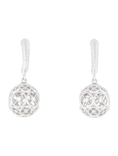 Pre-owned Judith Ripka Diamond Small Ball Drop Earrings In Multi