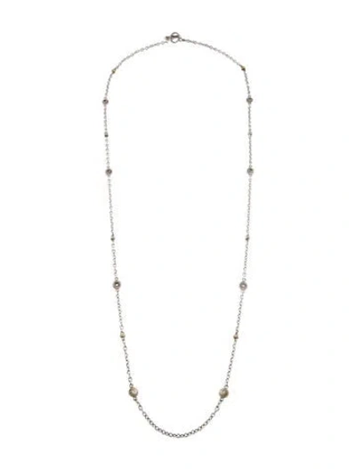 Pre-owned Judith Ripka Diamond Two-tone Chain Link Station Necklace, 37.25" In Multi