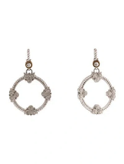 Pre-owned Judith Ripka Diamond Two-tone Drop Earrings In Multicolor