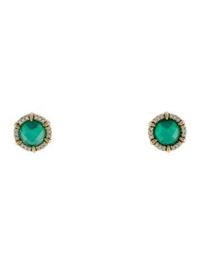 Pre-owned Judith Ripka Dyed Chalcedony & Cubic Zirconia Earclip Earrings In Multi