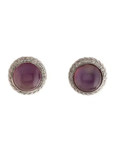 Pre-owned Judith Ripka Dyed Chalcedony & Cubic Zirconia Earclip Earrings In Multicolor