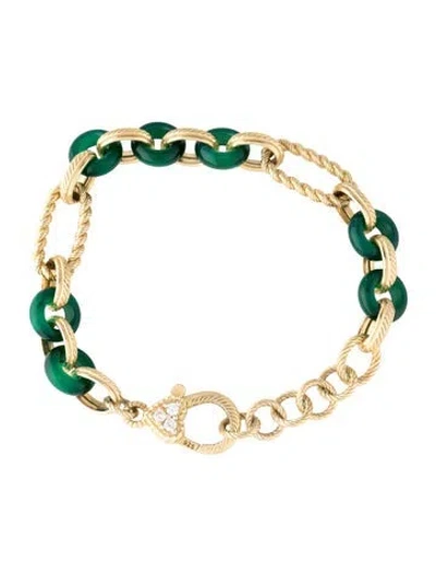 Pre-owned Judith Ripka Dyed Chalcedony & Cubic Zirconia Link Bracelet, 7.5" In Clear