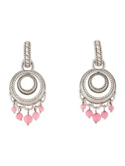 Pre-owned Judith Ripka Dyed Quartzite Drop Earrings In Pink