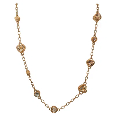 Pre-owned Judith Ripka Estate 18k Yellow Gold  Diamond, Aquamarine, And Citrine Long Chain