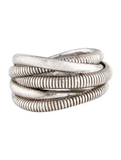 Pre-owned Judith Ripka Eternity Five Band Highway Ring In Multicolor