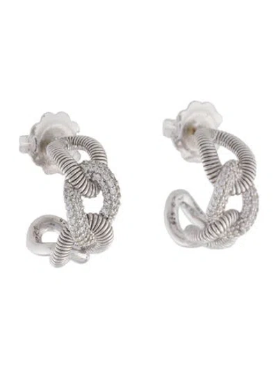 Pre-owned Judith Ripka Eternity Interlocking Link Earrings In Multi