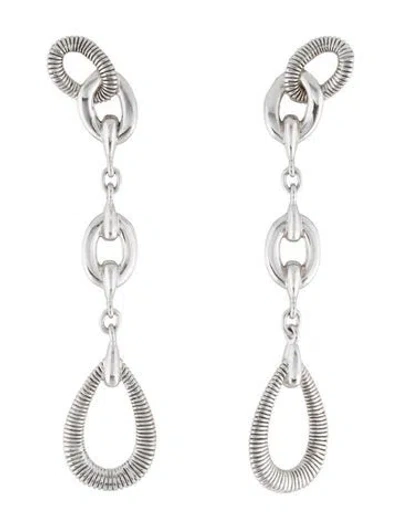 Pre-owned Judith Ripka Eternity Linear Link Drop Earrings In Multicolor
