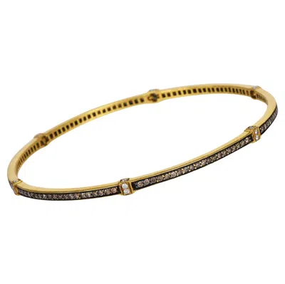 Pre-owned Judith Ripka Fancy Diamond 18k Yellow Gold Bangle Bracelet